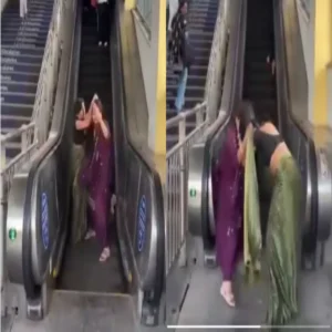 metro escalator women fight viral video