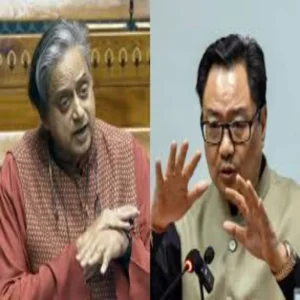 shashi tharoor rejects rijiju claim controversy