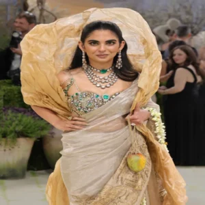 isha ambani met gala 2026 gold saree look